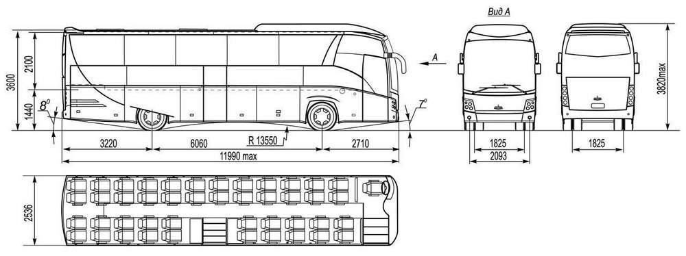 Размеры и схема сидений МАЗ-251
