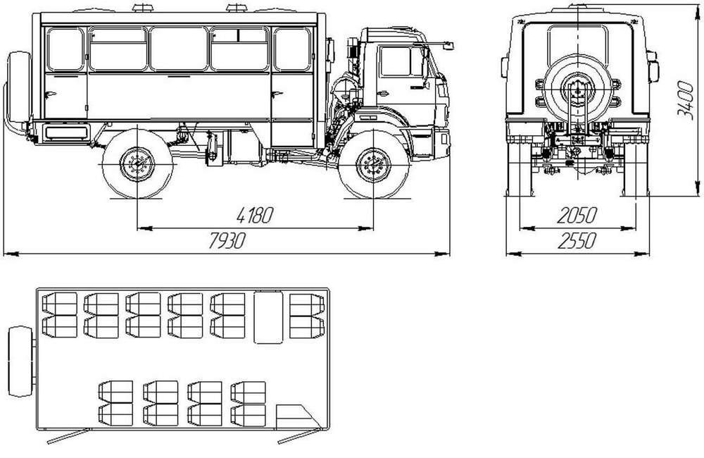 Размеры и схема посадки НефАЗ 42111